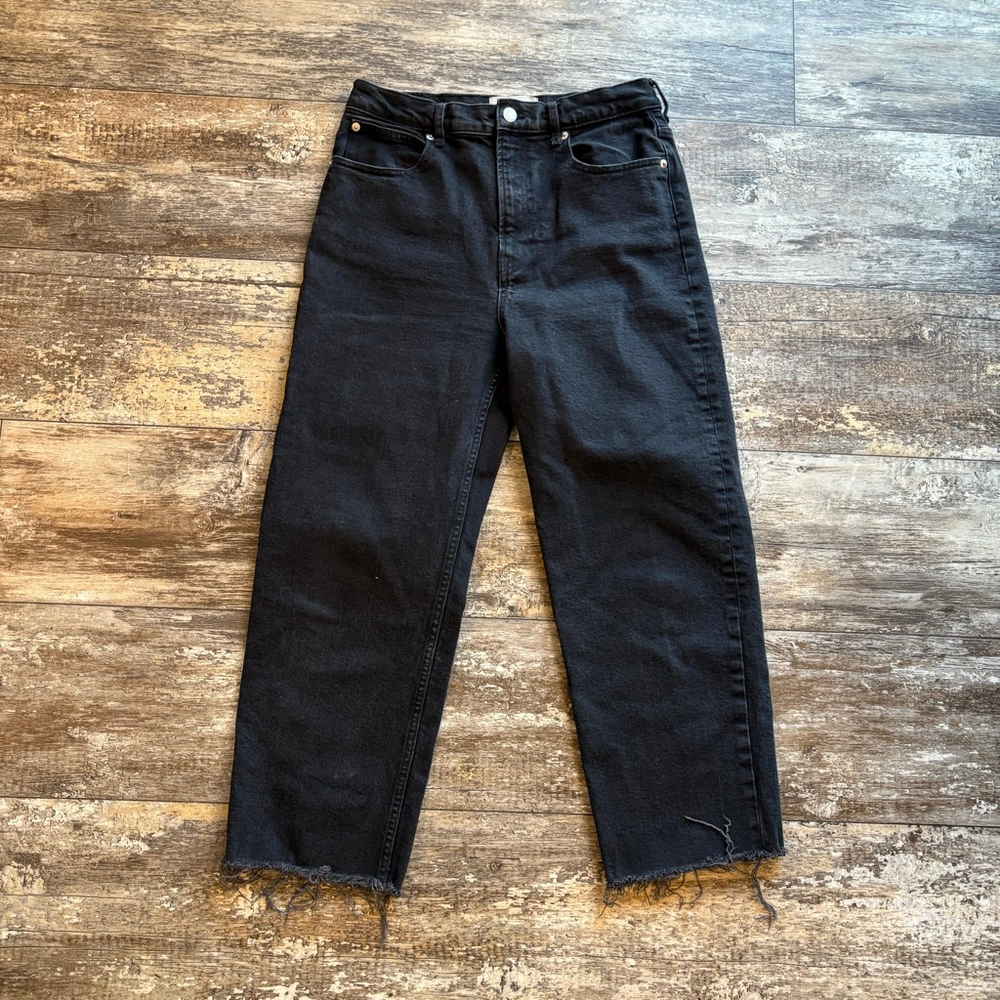 Everlane The Way High Jean Raw Hem Crop Black Wash Size 29